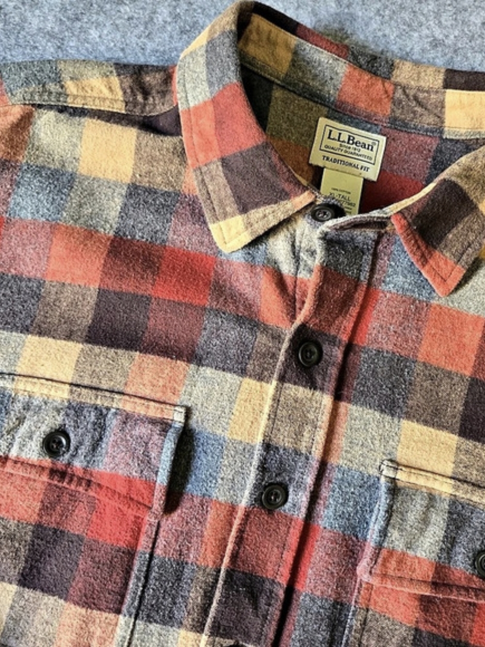L.L.Bean Traditional Fit Flannel Shirt Plaid XL-Tall Item ID 277982